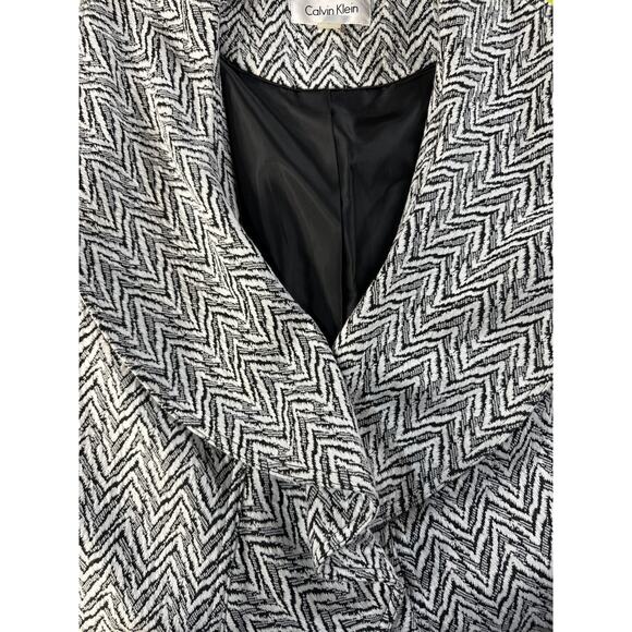 Calvin Klein Black White Waterfall Ruffled Open-Front Lined Cardigan Jacket 4 - Picture 5 of 5
